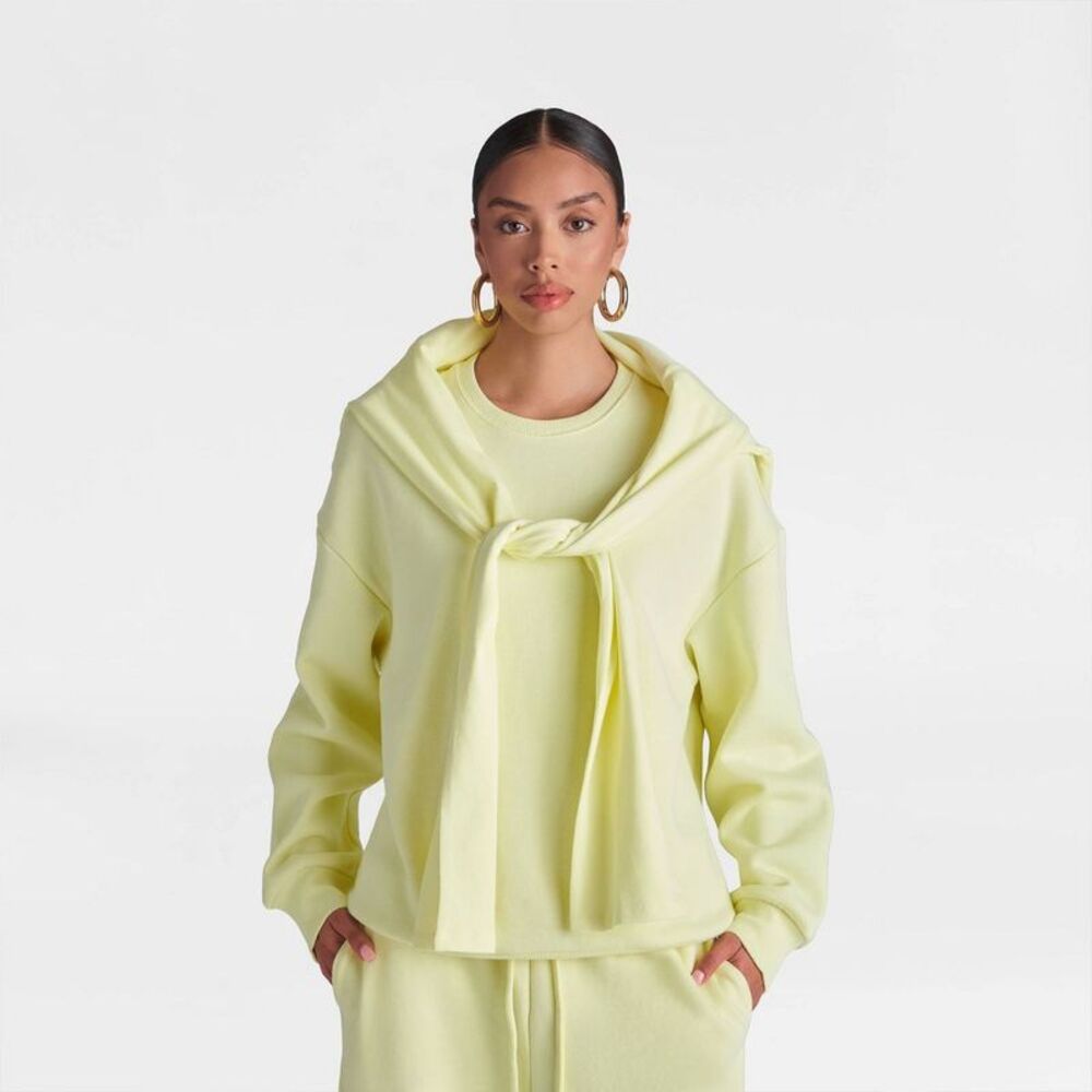 Women's Long Sleeve 'The Double Layer Crewneck Sweatshirt' - Yellow XL